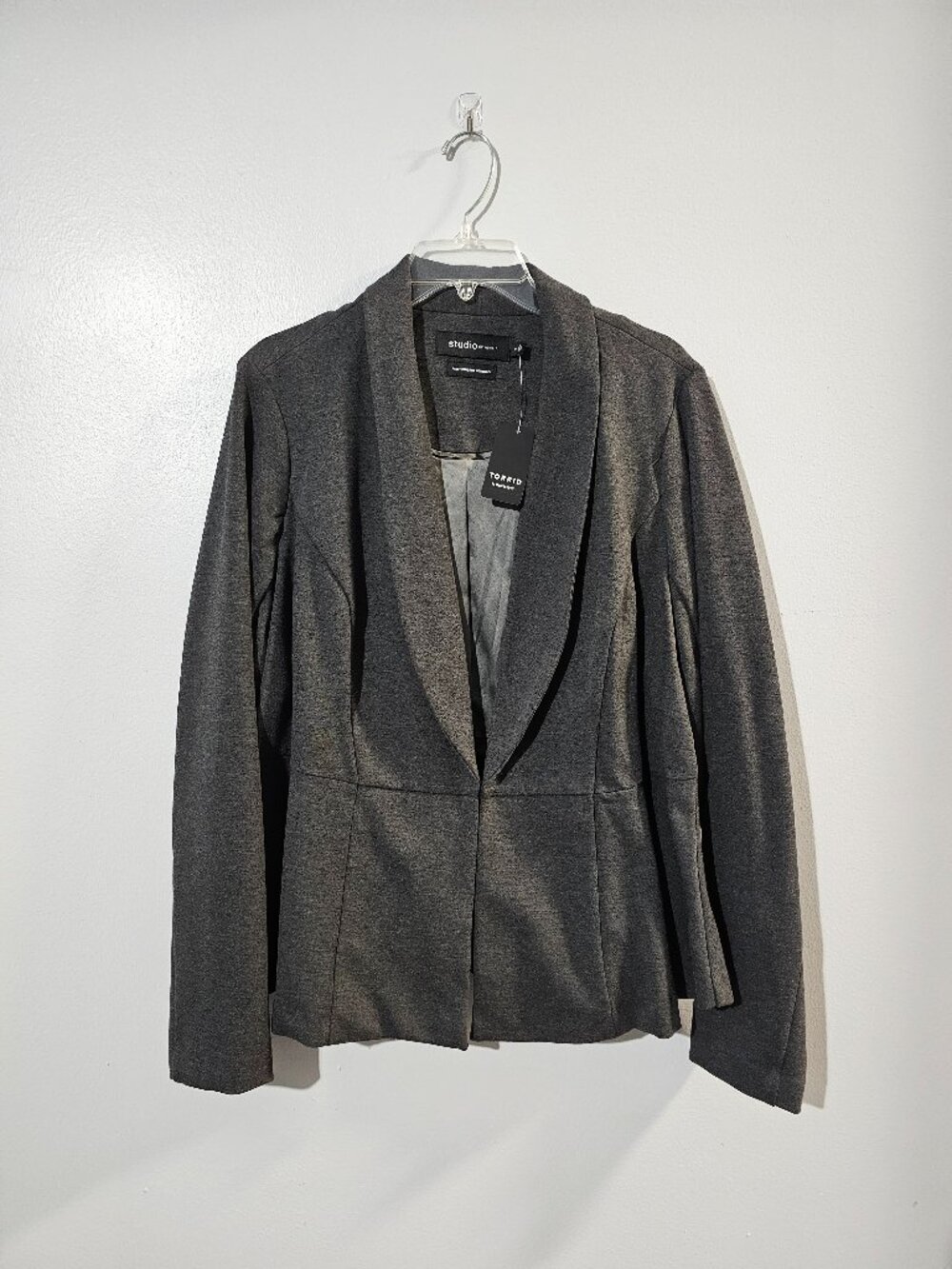 NWT Torrid Studio Luxe Ponte Peplum Blazer Gray 1X